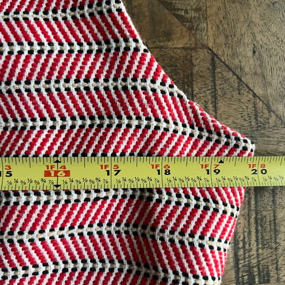 J.Crew Sz 14 Italian Tie Waist Red White Herringbone Tweed Sheath Dress Career - Picture 8 of 11